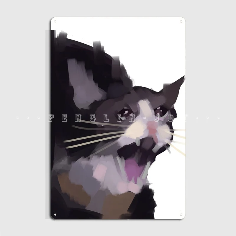 

No Context Crying Cat Metal Sign Cinema Kitchen Cave Pub Funny Plaques Tin Sign Poster