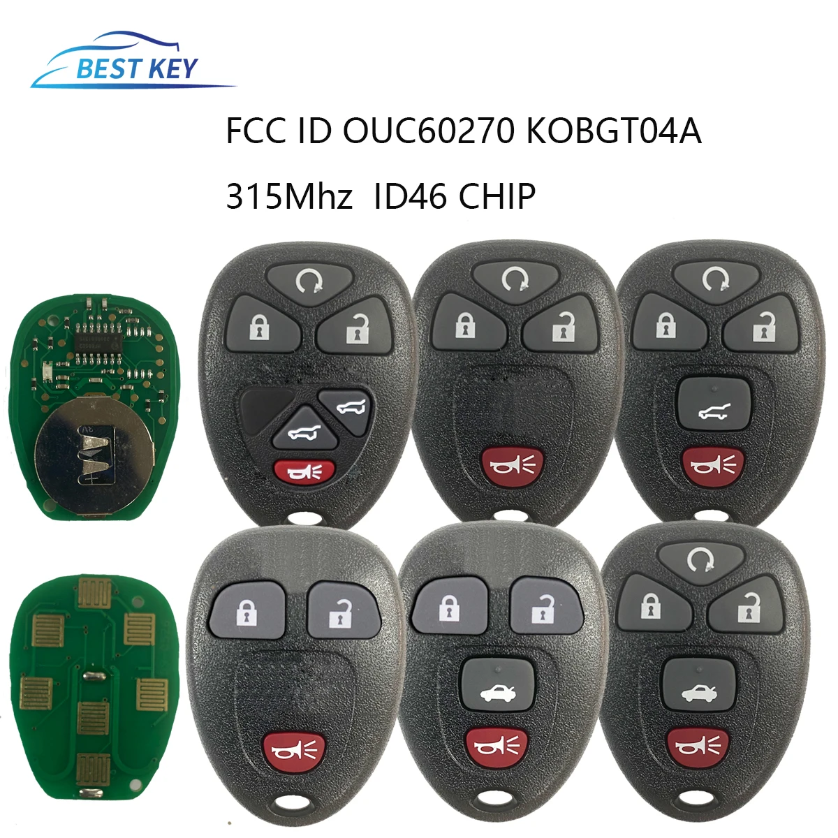 BEST KEY Smart Remote Key  For Chevrolet Tahoe Traverse For GMC Chevy Silverado For Buick Hummer 3 4 5 6 Buttons 315MHz OUC60270 3 buttons 315mhz car remote key fob for chevy tahoe silverado smart key car for cadillac gmc lhj011 keyless entry transmitter