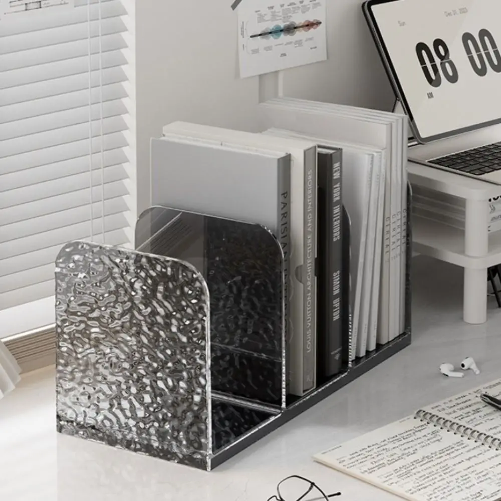 Organizzatore Libri da Scrivania a 4 Scomparti, Lusso e Semplicità, Divisorio per Libri, Scaffale Minimalista, Portaoggetti da Ufficio
