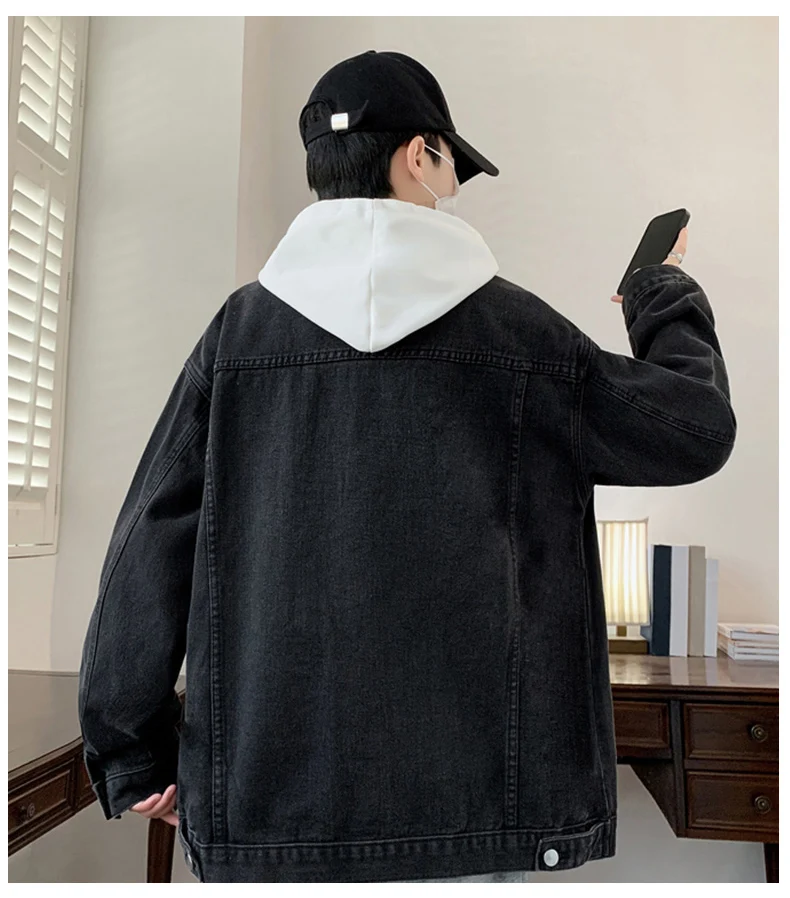 Casual männer Baumwolle Denim Jacken 2026 Frühling Herbst Jugend Hip Hop Streetwear Lose Jeans Outdoor Cowboy Solide Top Mantel kleidung – Detail 12