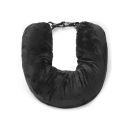 Luxurious Adjustable Travel Pillow with Storage Pouch - Comfortable, Lightweight Neck Support in Soft Polyester (Black)