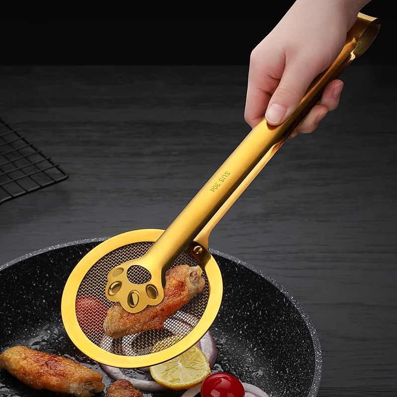 

Snack Oil Filter Clip Serving Tongs Barbecue Clamp Colander Ladle Frying Sieve Spoon Strainer Kitchen Tools Accessories Gadget