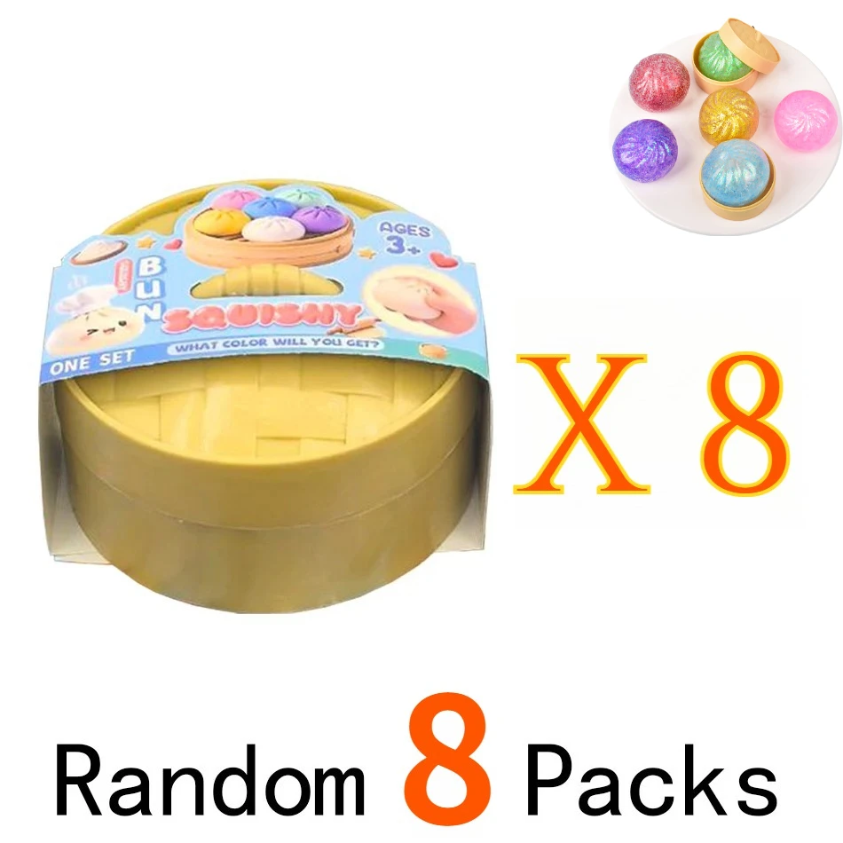 Glitter Dumpling Squishy Toy with Steamer Box - Stress & Anxiety Relief