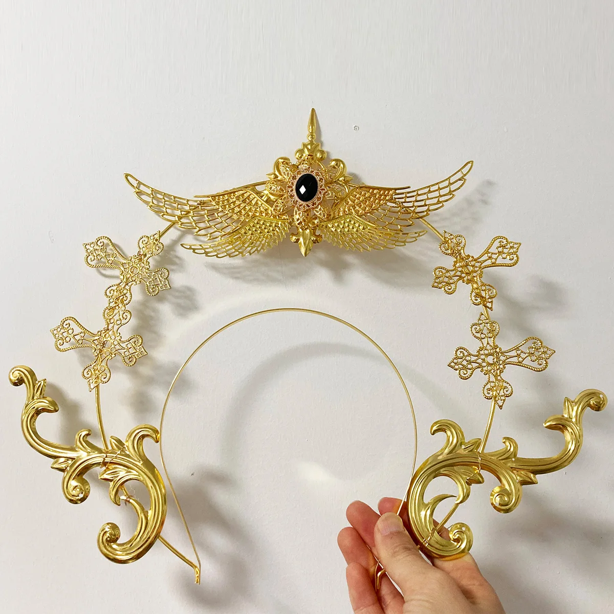 ☆herlipto☆Princess Gold Crystal Headband BPURB Star Tiara Halo Crown Sunburst Met Gala Headband - Zip