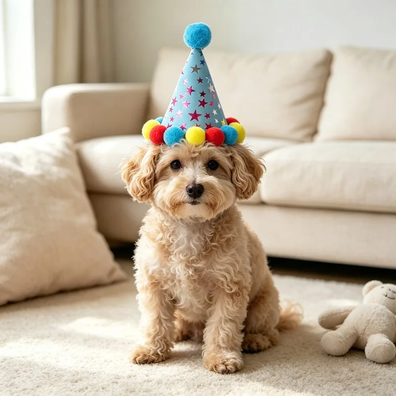 애완견 생일 파티 모자 귀여운 강아지 생일 의상 머리띠 조절 가능한 사진 부스 소품 개 고양이 생일 장식 용품