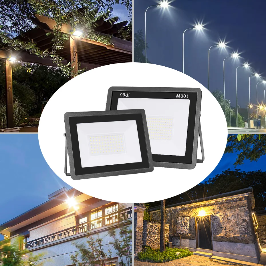 black flood light 220V LED Flood Llight 10W 20W 30W 50W 100W 150W Super Bright Floodlights Lamp IP66 Waterproof Warm/cold Light Outdoor Spotlight outdoor flood lights