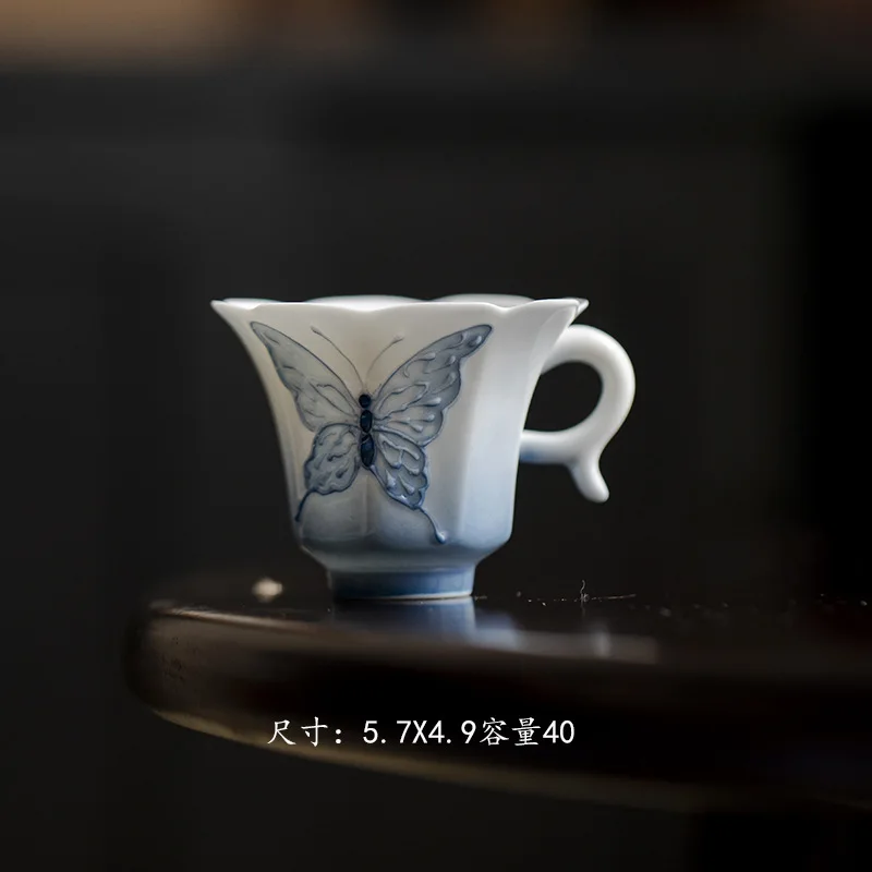 2 قطعة/الوحدة التدرج المنحدر رسمت باليد فراشة فنجا...