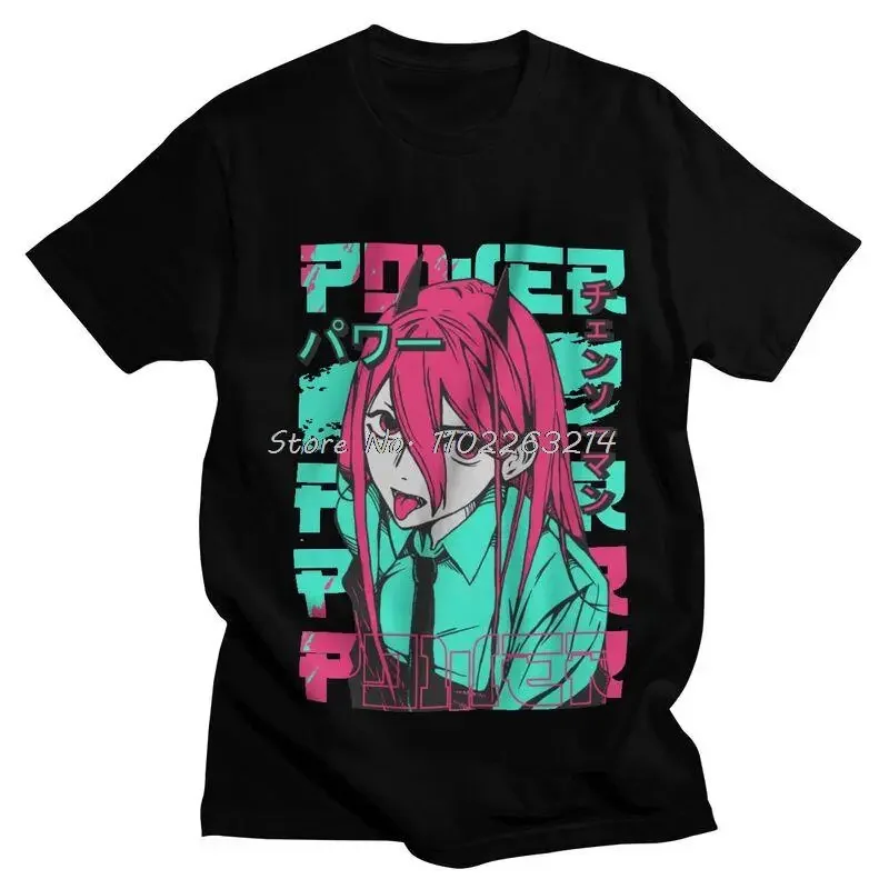 Maglietta Da Uomo Power Chainsaw Man Maglietta A Maniche Corte In Cotone Bella Maglietta Per Il Tempo Libero Harajuku Anime Manga Tees Oversize