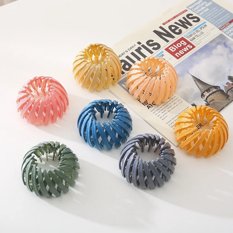 New Fashion Women Bun Claw Clips Horsetail Buckle Clip Bird Nest Expanding Hair Accessories Female Ponytail Headwear 6