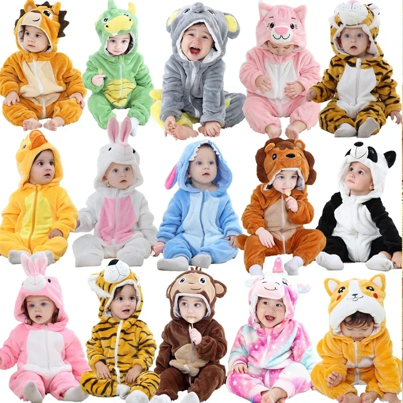 Winter Clothes for Babies Baby Pajamas One Piece Hooded Jumpsuits for Girls Baby Boys Pijamas Stitch Girls Kigurumi Sleepwear
