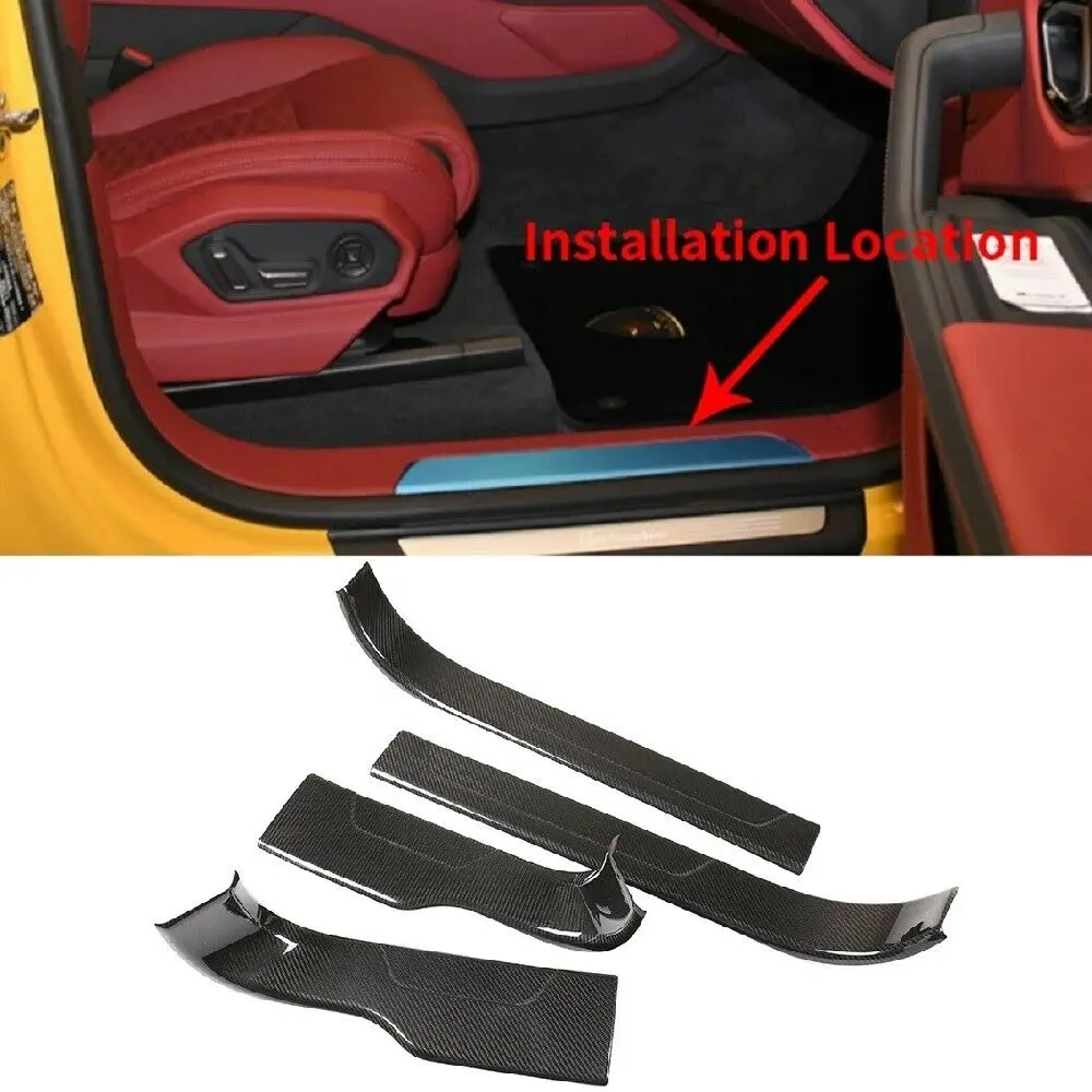 

Real Dry Carbon Fiber Car Door Sill Protection Panel Trim Cover For LAMBORGHINI URUS 2018-2021