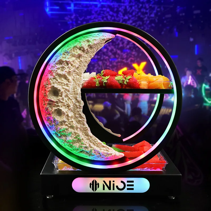 Creative new bar nightclub KTV glowing moon fruit plate snack plate fruit platter three-layer snack