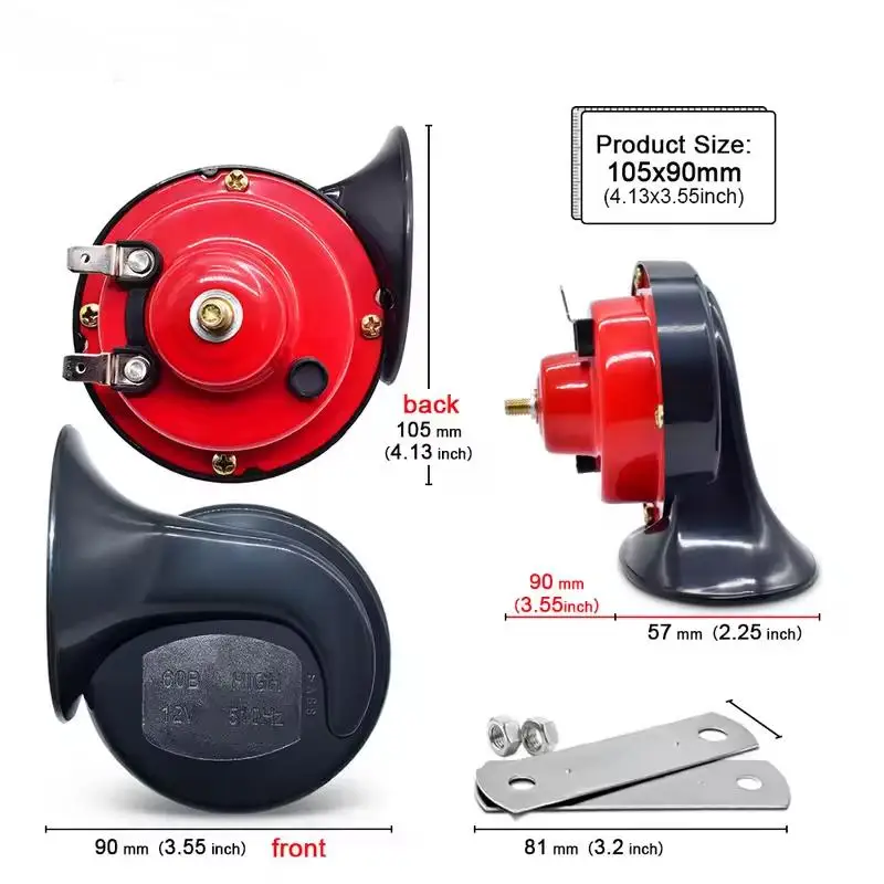 Modified Car Snail shaped Horn High pitched Universal Whistle Waterproof Car Motorcycle Modified 12V High and Low Dual tone Horn 6