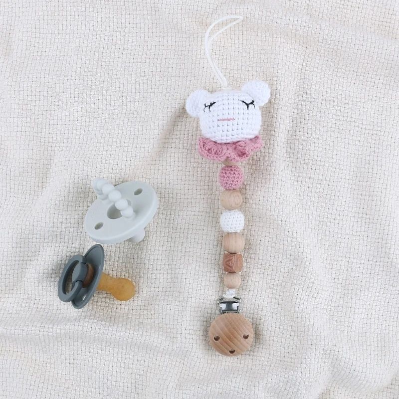 

Crochet Animal Pacifier Chain Newborn Teething Chain Soother Holder Clip
