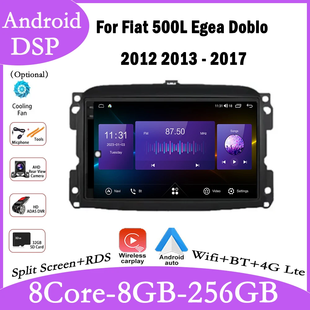 Per Fiat 500L Egea Doblo 2012 2013 - 2017 Android 13 Autoradio Autoradio Radio Video Carplay Player Navigazione Multimediale Gps