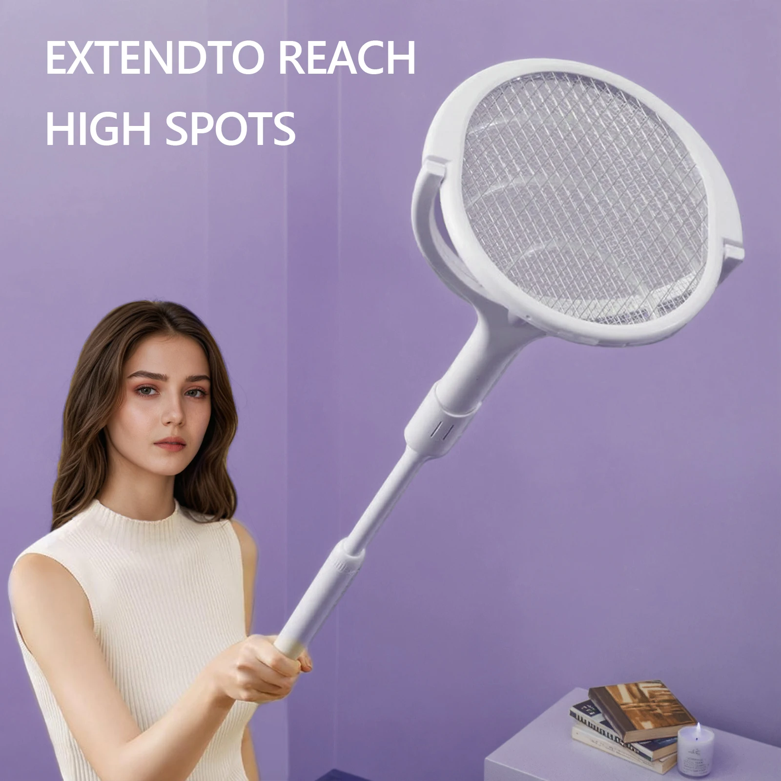 แร็กเก็ต Zapper แมลงผู้ตีแมลงไฟฟ้าอันทรงพลังพร้อมการป้องกันตาข่ายนิรภัยสําหรับการควบคุมยุง 1