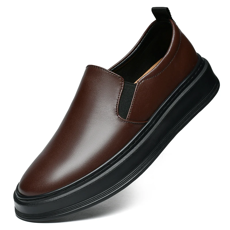 Men's Leather Casual Shoes Thick Soles Durable Minimalist Summer Design Men's Oxford Shoes Versatile Commuting Work Shoes 6