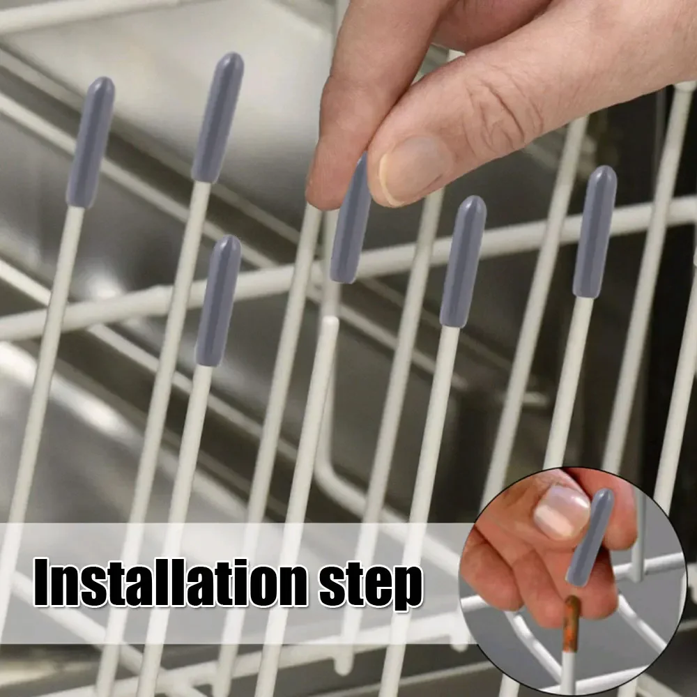 100X Dishwasher Rack Cap Tip Cover Cap Flexible Round End Protective Sleeves for Sharp Article To Prevent Collision Supplies dishwasher rack caps