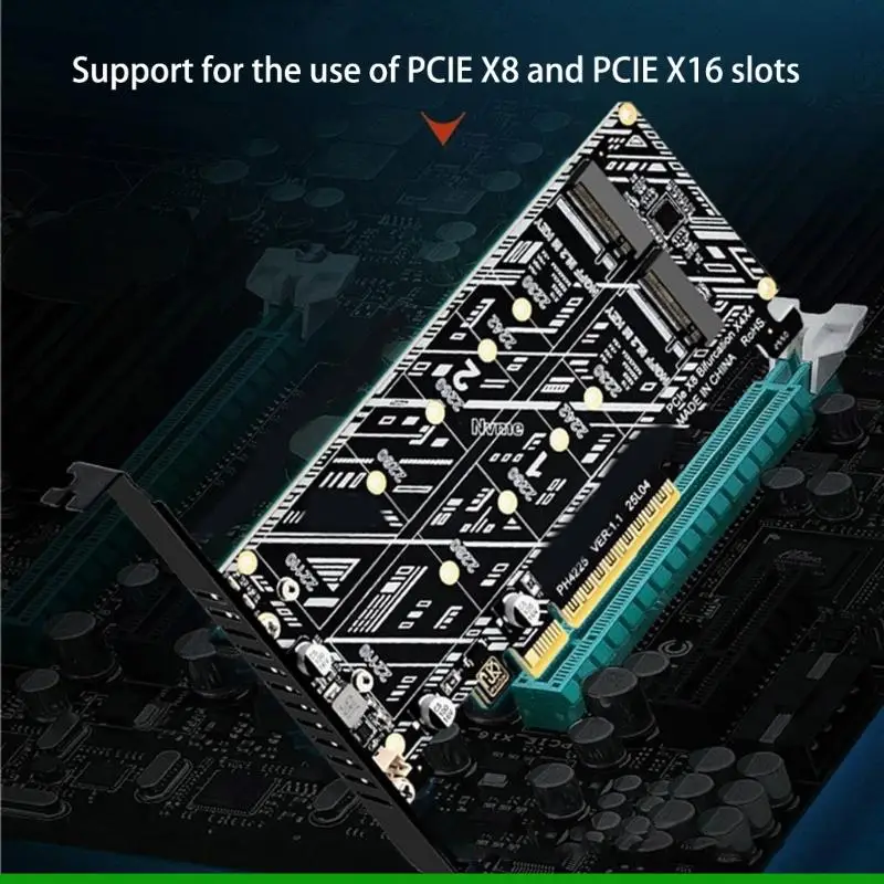 U55C 더블 NVMe PCIe 5.0 어댑터 M.2 NVME M 키 카드 더블 베이 확장 카드