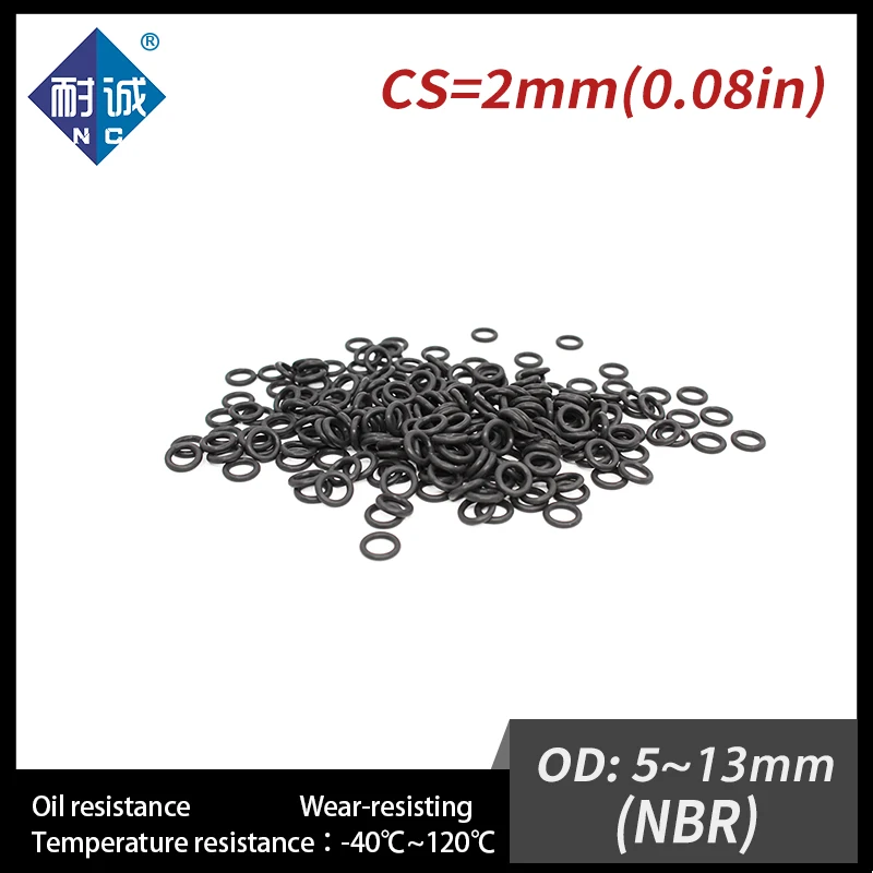 Rubber O Rings 50 PCS / Lot Nitrile NBR 70A CS 2mm OD 5/5.5/6/6.5/7/8/8.5/9/10/10.5/11/11.5/12/13*2mm Gasket Oil