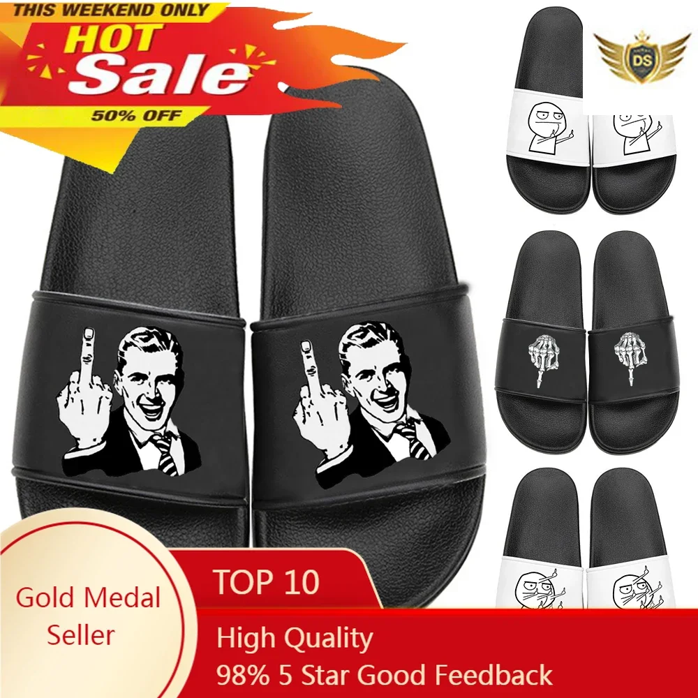 

Middle finger Unisex Slippers Printing Home Slippers Thick Sole Sandals Women men Shoes Ladies Flip Flops Indoor Flat