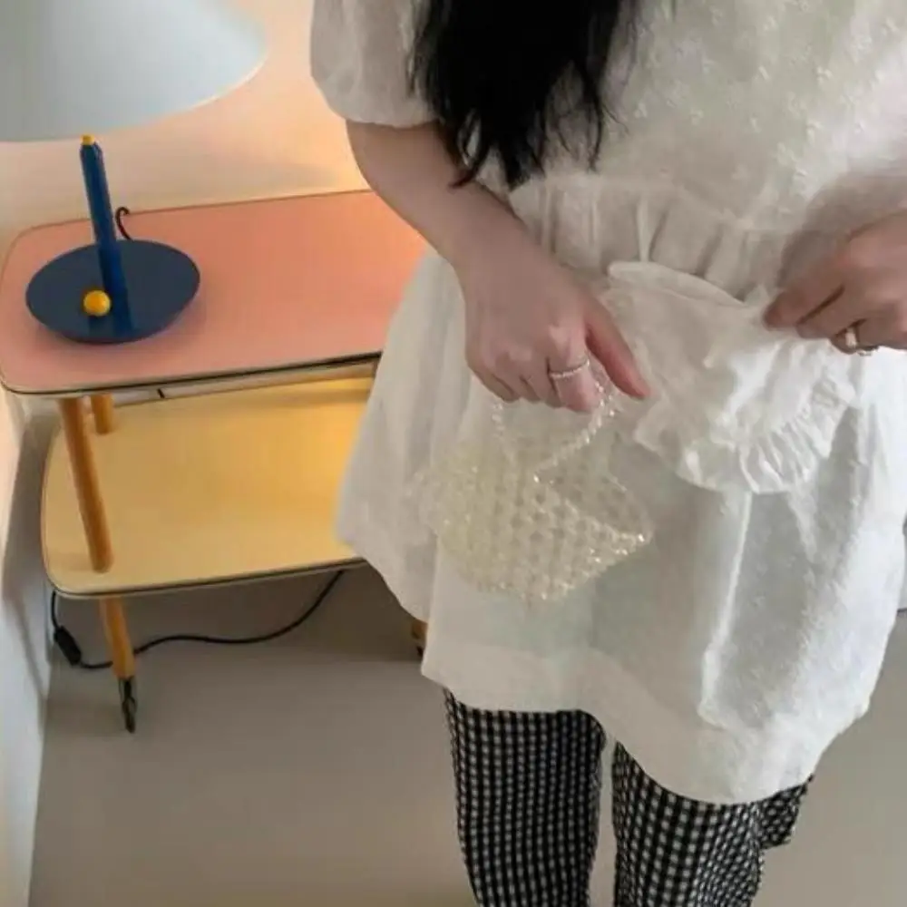 HOT Chic Waist Packs Mini Handbags Fairy Sweet Lace Waist Packs Belt Small Bag Clothing White Bibs Woman Half Waist Short Apron