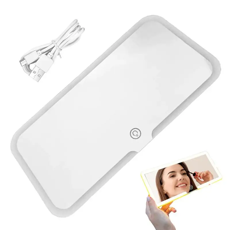 자동차 선바이저 LED 메이크업 미러, 밝기 조절 가능, 충전식 터치 센서, 화장대 거울