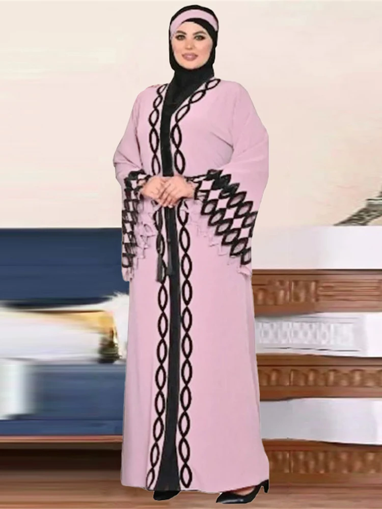 

2024 Dubai Turkey Muslim Hijab Abayas Long Sleeve Sequin Dress Caftan Marocain Femme Party Evening Gowns Elegant Ladies Clothing