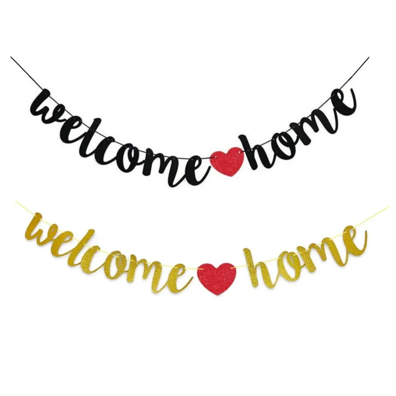 Description Picture 2 of itemWelcome Home Love Heart Banner Paper Pull Flags Wedding Baby Shower Birthday Party Garland Decor Home Decorative Supplies