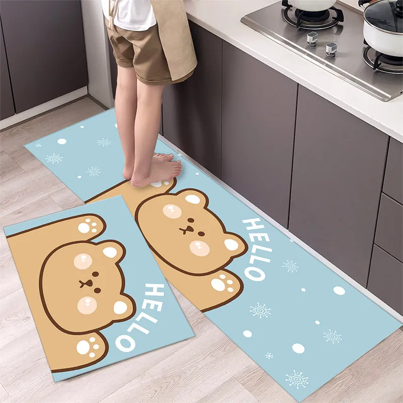 thumbnail image 1 of Alfombra de cocina antideslizante moderna para el hogar, alfombra suave de dibujos animados simple a la moda, alfombra de baño de tira larga, felpudo de entrada lavable y duradero, 1 of 5