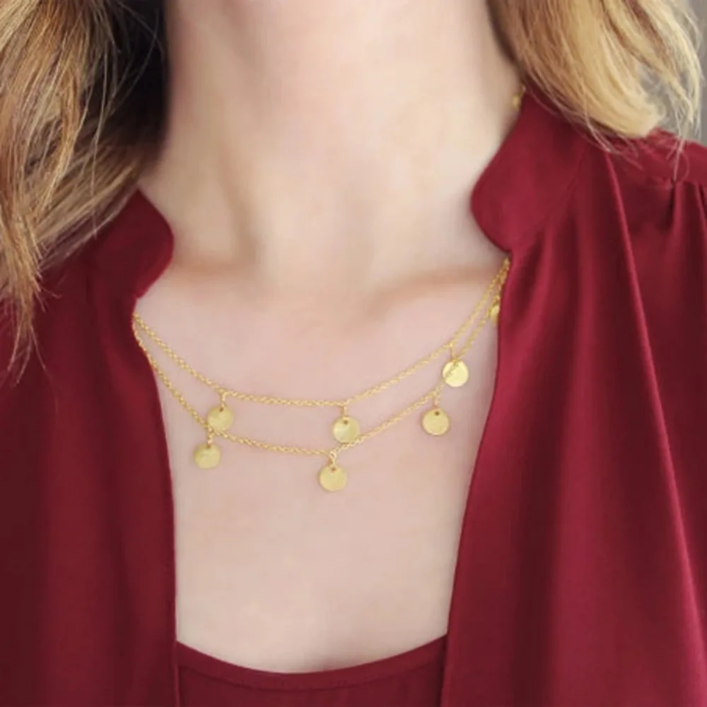 Statement necklace Long Bohemia Trendy Women Jewelry Statement Necklace Personality Sequins Pendant Maxi Collar Chain