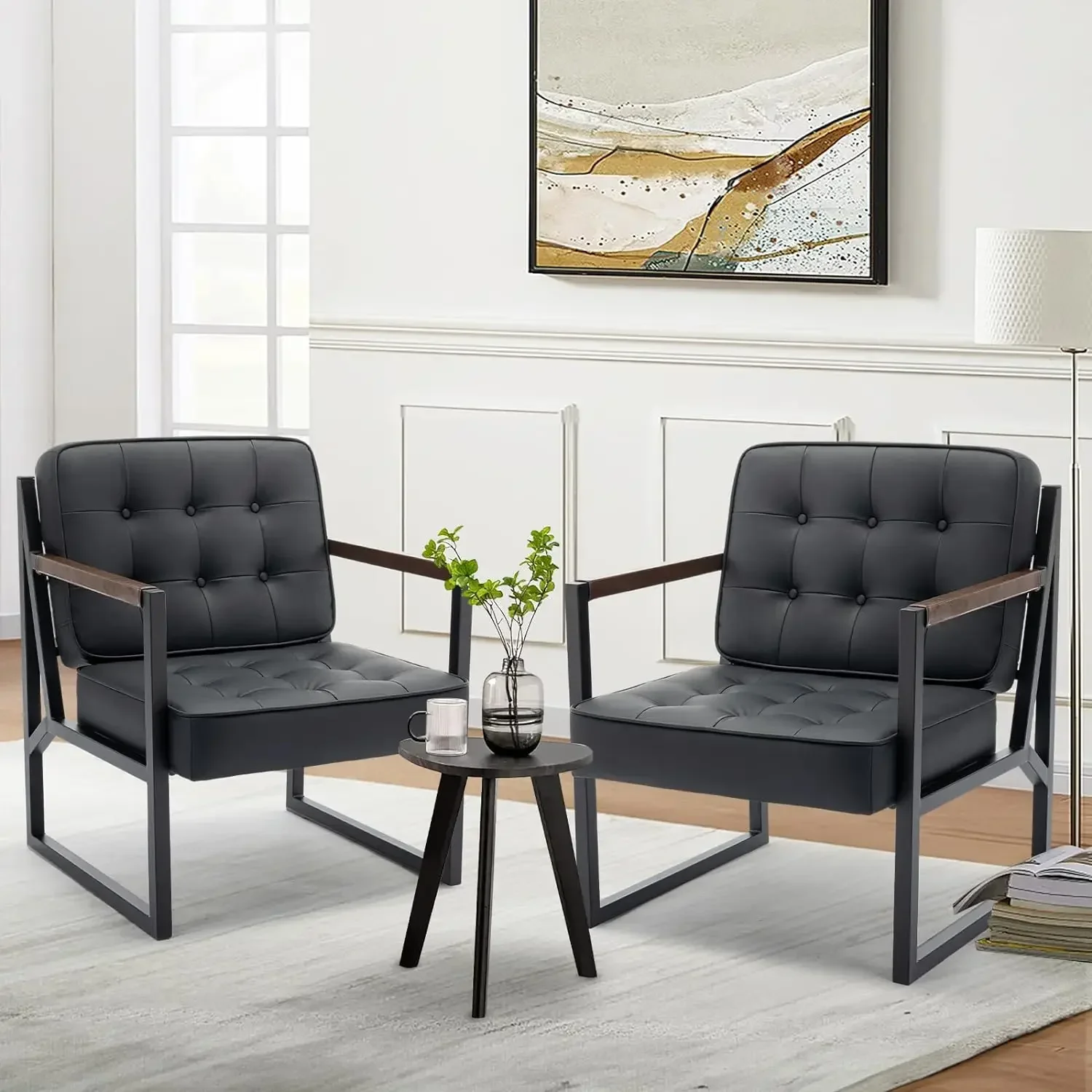 Mid Century Modern Accent Chair Set of 2, Comfy Living Room