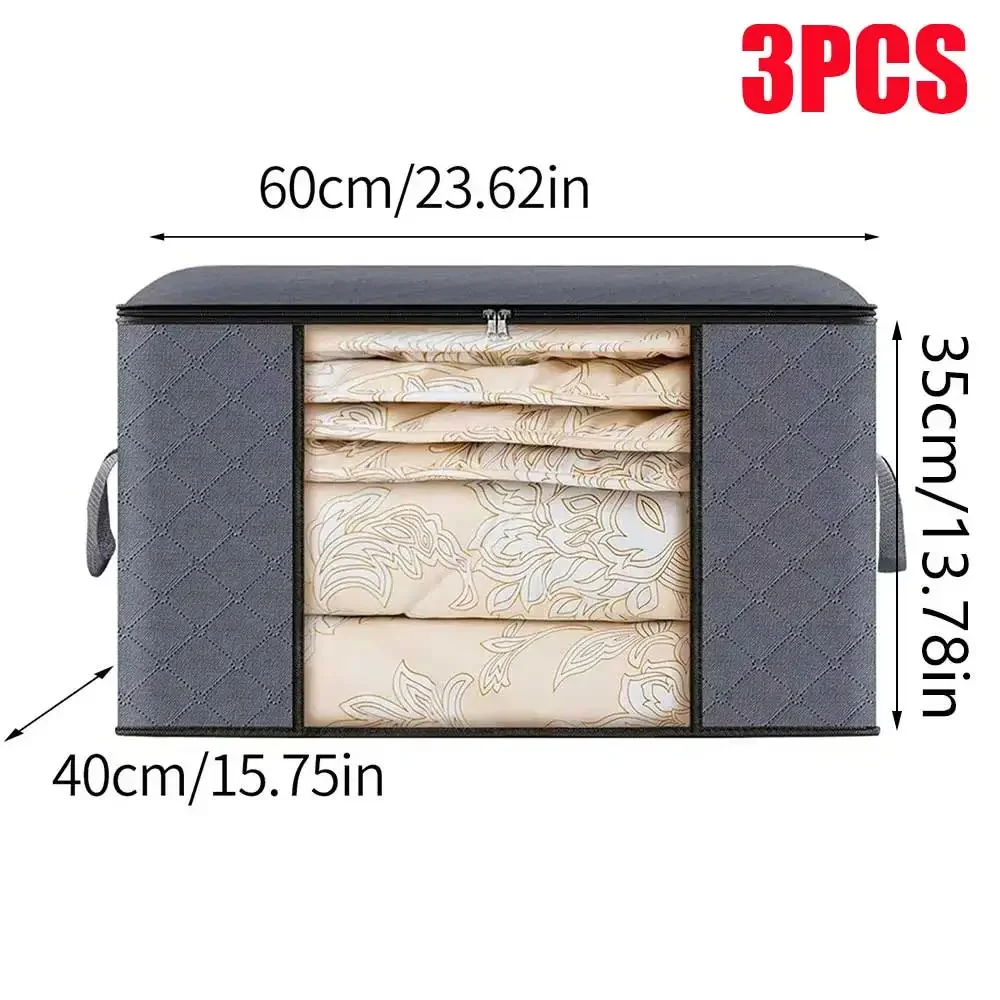 1/3pc Large Capacity Clothes Storage Bag Foldable Blanket Storage Bags Storage Containers for Organizing Bedroom Closet Clothing 2