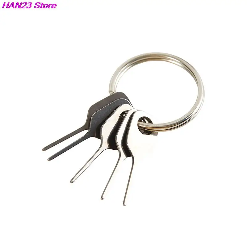 Sim Card Removal Tool 5PCS Anti-Lost Sim Card Removal Needle 5pcs Sim Card Pin + 1 Ring Key Tool Phone Ejecting Pin SIM Tray Ejection Keyring