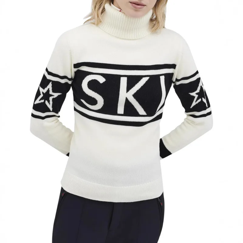 Turtleneck High Street Knitted Sweaters Letter Printed Elegant Slim Pullovers Patchwork Harajuku Thick Jumpers Women's Sweaters 2
