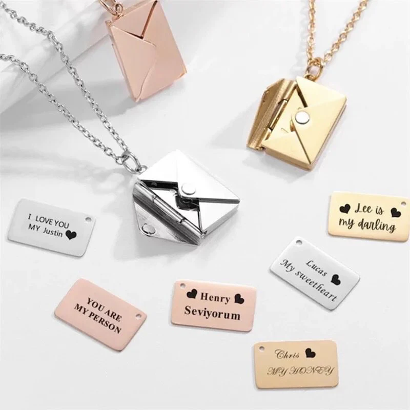 Custom Name Necklace Stainless Steel Jewelry Envelope Letter Pendant Necklaces for Women Personalized Mother's Day Gift Choker