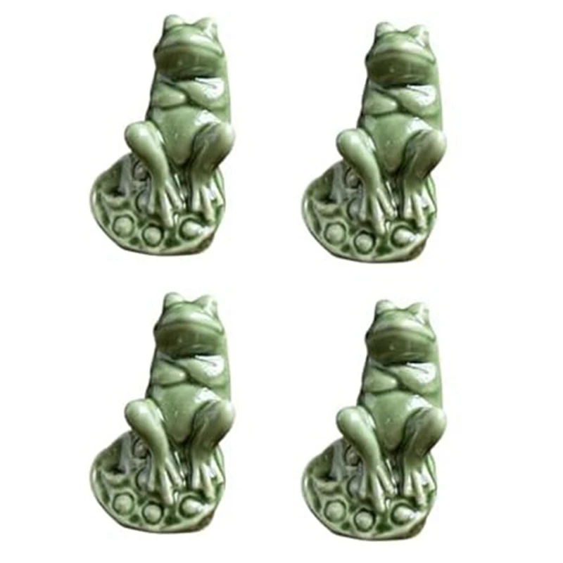 

4Pcs Frog Ornaments, Ceramic Small Frog Decorative Tea Table Desktop Tea Favor Tea Player Decorations Furnishings