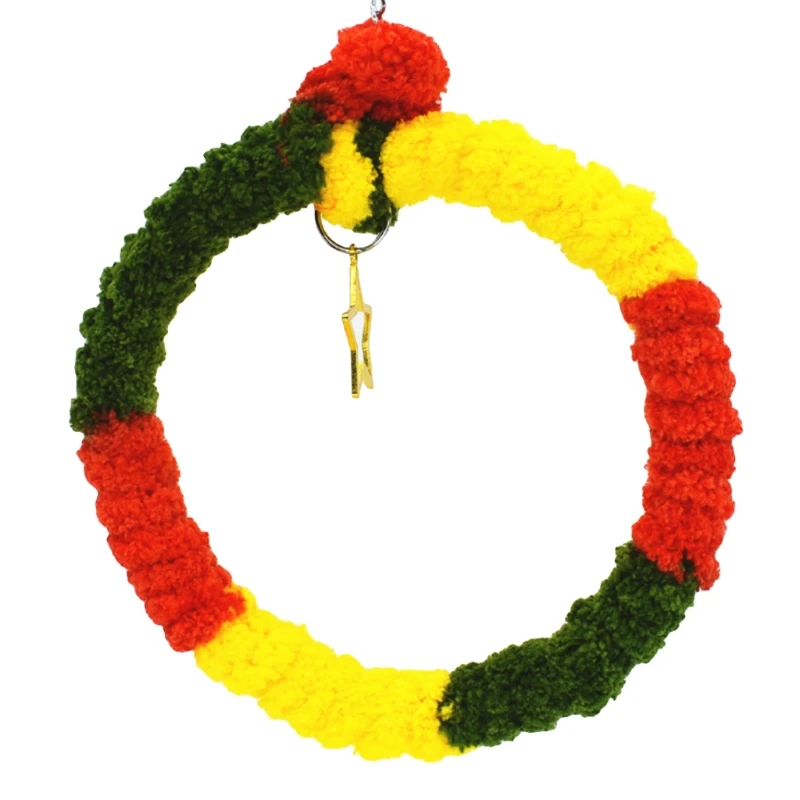 

Parrot Perch Warm Plush Bird Stand Ring with Metal Toy for Small Birds Drop shipping