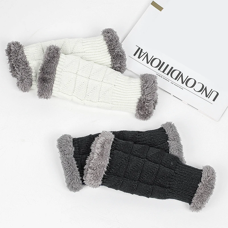 

Warm Plush Half Finger Gloves for Women Men Thicken Winter Fingerless Gloves Solid Color Thermal Knitted Mitten Unisex Gloves