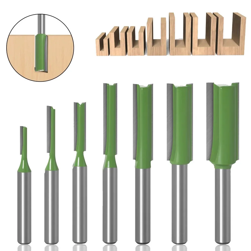 

7 Sizes 1pc 6mm Shank Straight Bit Tungsten Carbide Single Double Flute Router Bit Wood Milling Cutter Woodworking Carving Tools