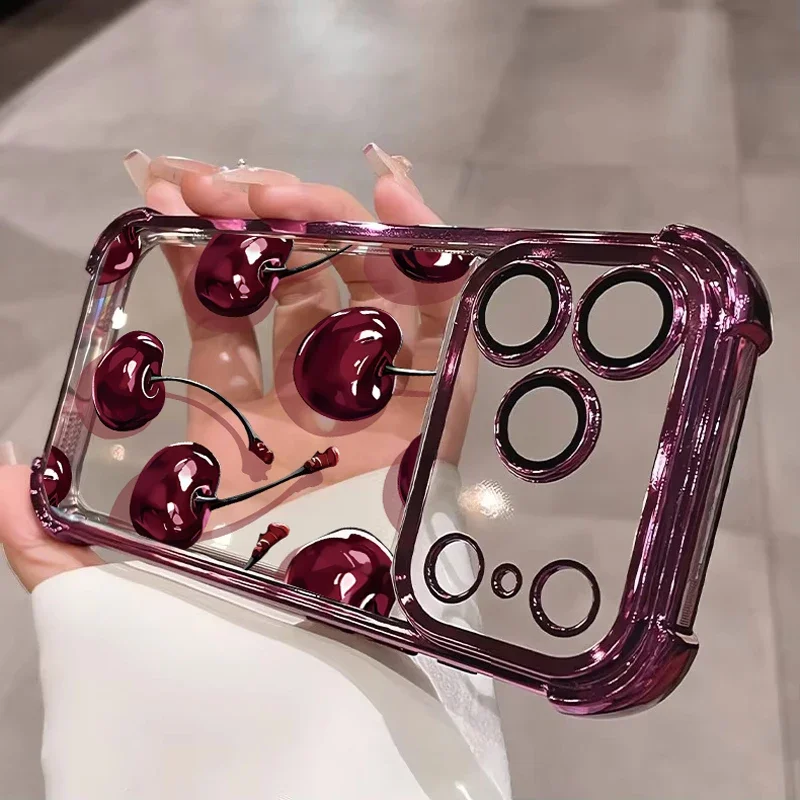 Electroplated Burgundy Cherry Fruit Phone Case