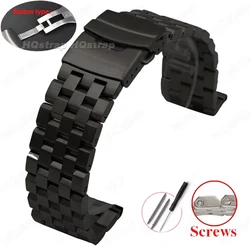 Premium Solid Stainless Steel Watch Strap with Tool Accessories for 22mm (Black screw Luxury)