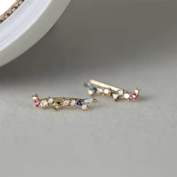 BOAKO 925 Sterling Silver Colored Crystal Earrings For Women  Stud Earrings Gold/Silver Jewelry Ear Piercing Fine Gift СерьгиYj