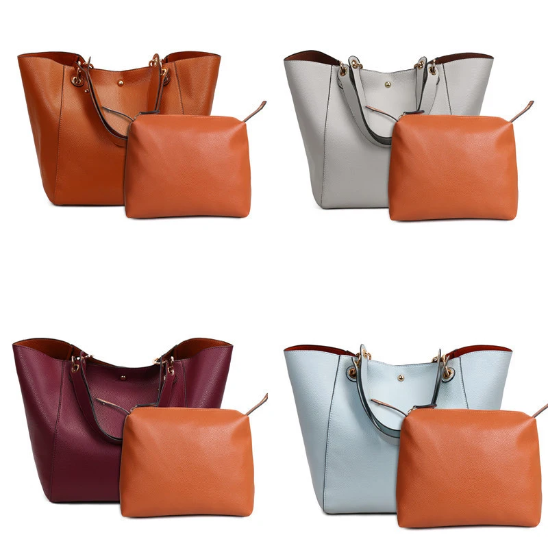 Simple Soft Handbags For Women Fashiong High Quakity Tote Bag Female Lychee Leather Shoulder Bag Shopping Casual Women's Bags