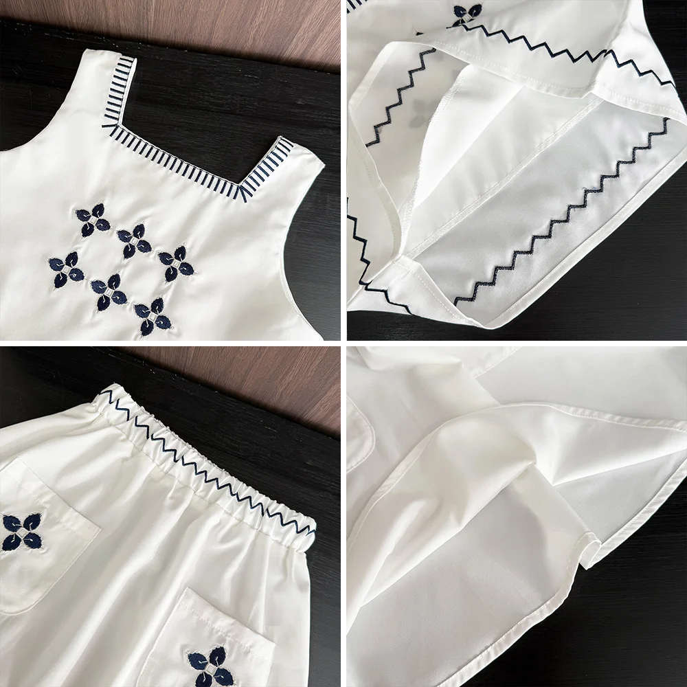 سترة علوية ومطرزة بدون أكمام وتنورة للفتيات ، مجمو...