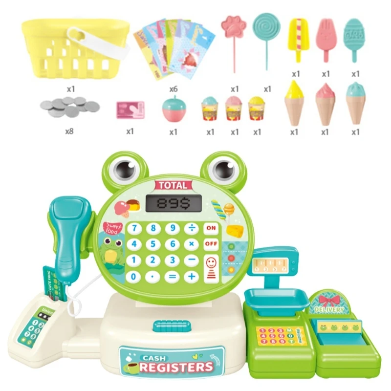 Girls Pretend Play Supermarket Toy Kid Supermarket Cash Register Toy Set Children Role Play Game Christmas Gift for Kids 5