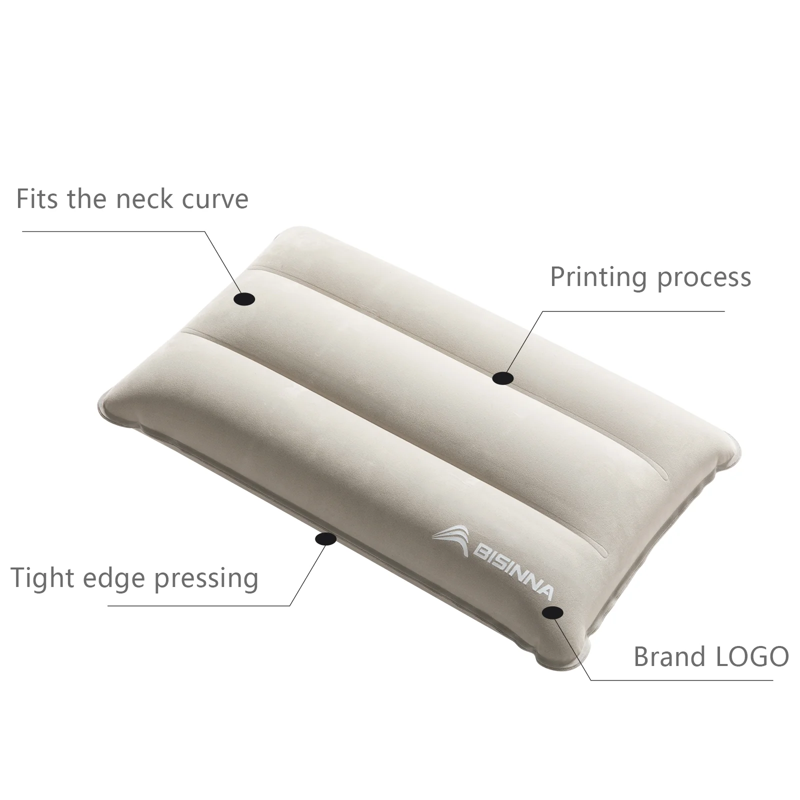 BISINNA Inflatable Pillow Portable Camping Neck Pillow Compressible Folding Flocking Air Cushion for Sleeping Travel Hiking