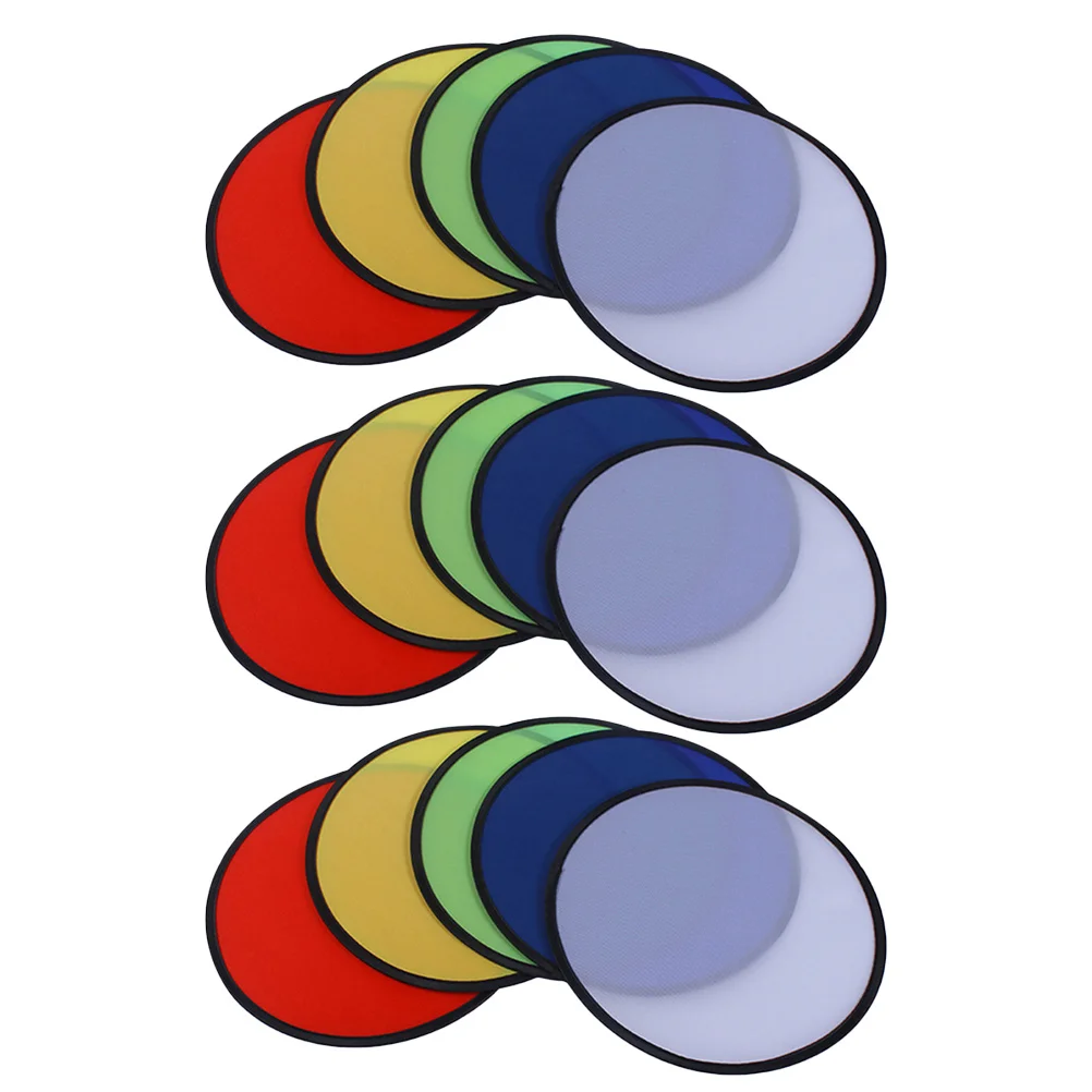 

15 Pcs Folding Portable Beach Fan Outdoor Disc Toy Children Flying Supply Polyester Interesting Accessory