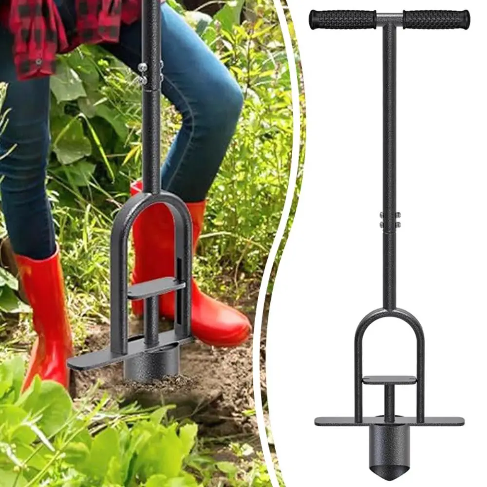 Long Handle Grass Plugger Tool Steel Construction Pedals Sod Plugger