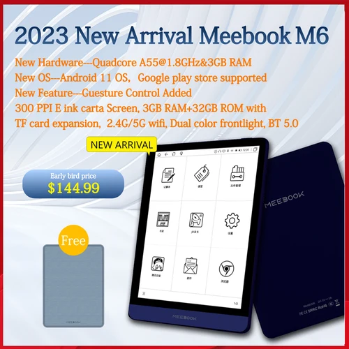 오닉스 신제품 Meebook M6 Ereader, 듀얼 컬러 프론트 라이트, 6 인치 Ebook 리더, 3G, 32GB, 8 코어, 안드로이드 11 리더 북, 300 PPI 3